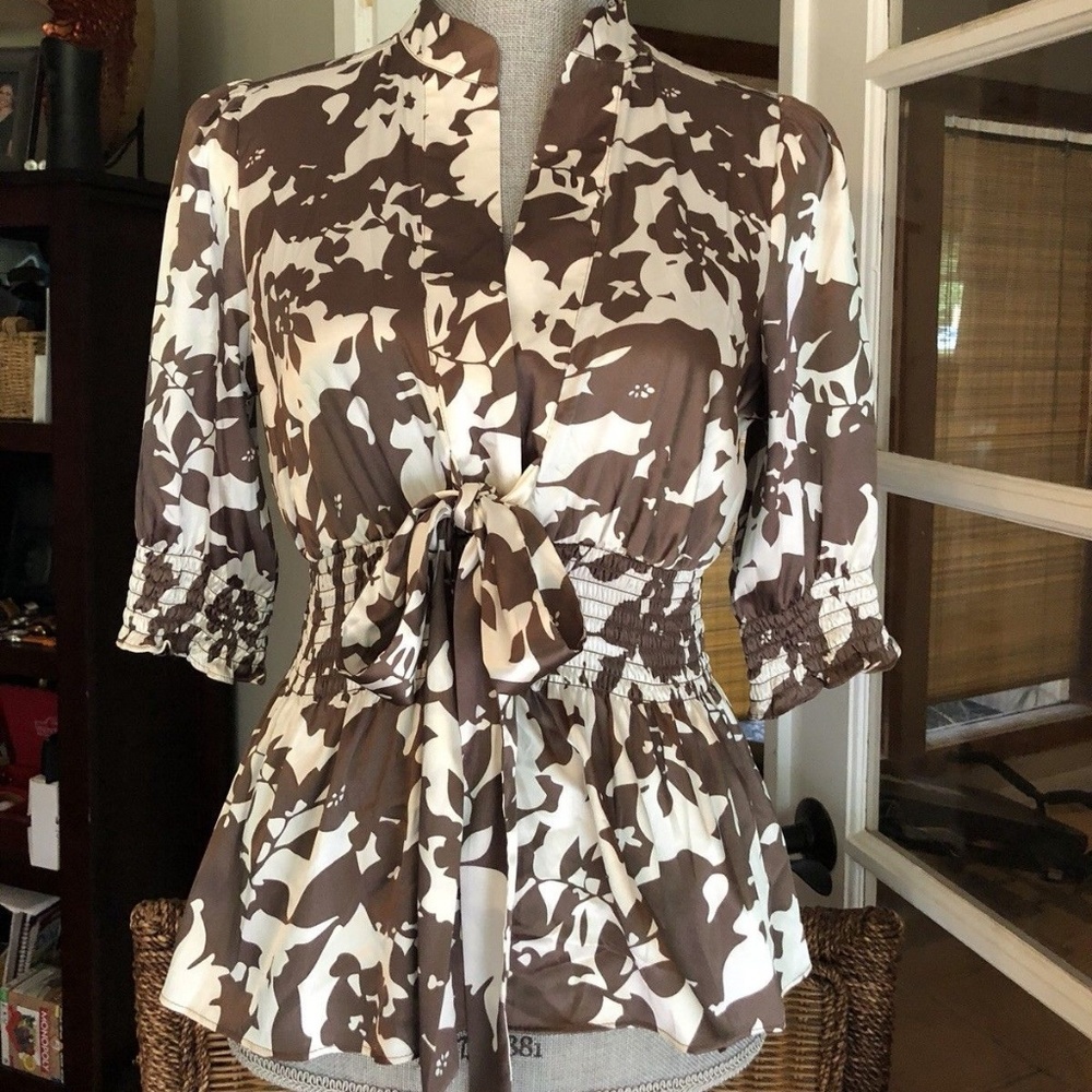 BCBG Decorative Top - Pewter And Ivory - Tie-Up